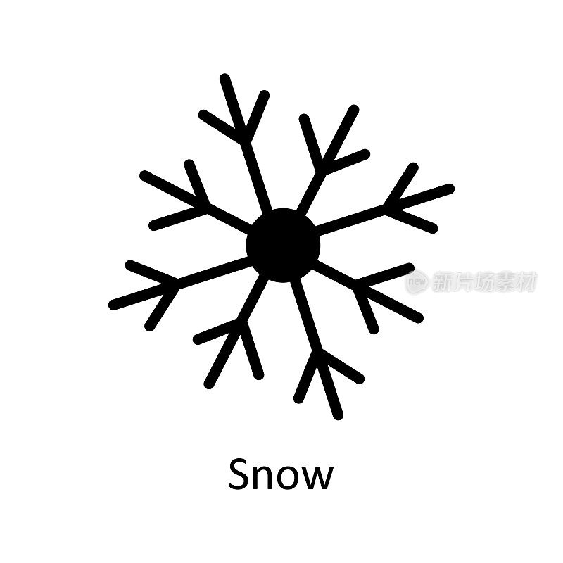 雪矢量固体图标设计说明。圣诞符号在白色背景EPS 10文件